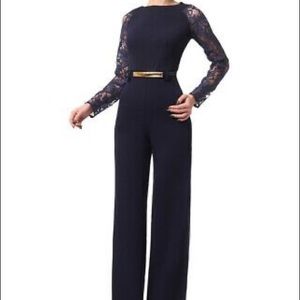 🆕 Lila Kass Navy Lace top Jumpsuit Size 6